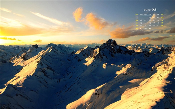 Mountains-February 2012 calendar desktop themes wallpaper Views:8226 Date:2012/2/2 23:05:14