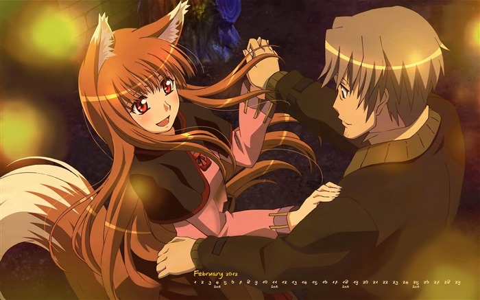 Spice and Wolf-February 2012 calendar desktop themes wallpaper Views:9540 Date:2012/2/2 23:15:42