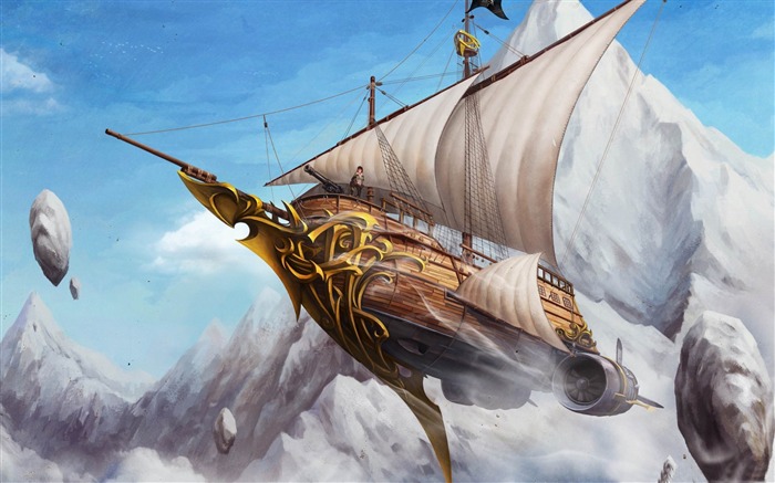 flying ship-World of fantasy art design HD wallpaper Views:49174 Date:2012/2/19 14:45:51