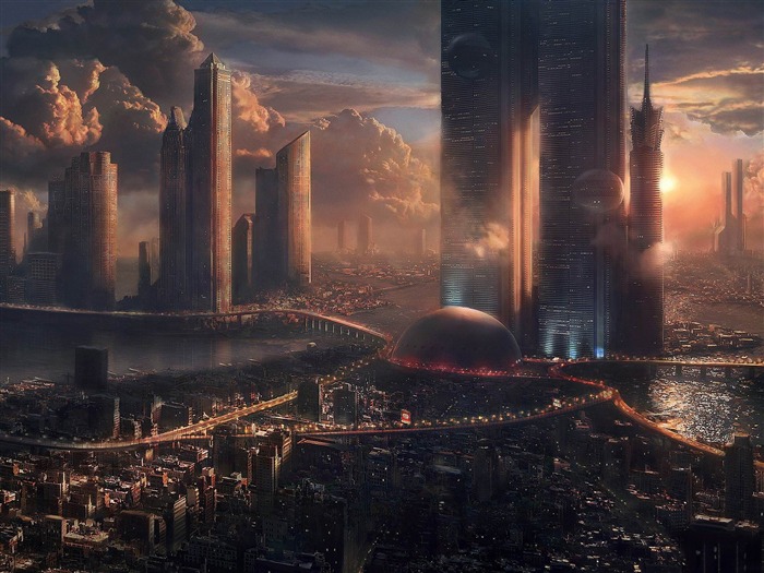 futuristic cityscape-World of fantasy art design HD wallpaper Views:88240 Date:2012/2/19 14:47:12