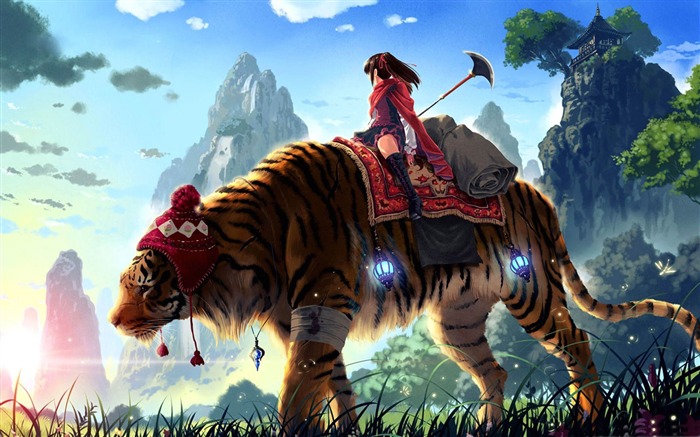 tiger ride painting-World of fantasy art design HD wallpaper Views:23908 Date:2012/2/19 14:53:54