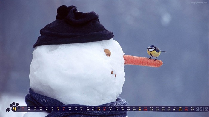 Snowman-April 2012 calendário temas wallpaper Visualizações:7178