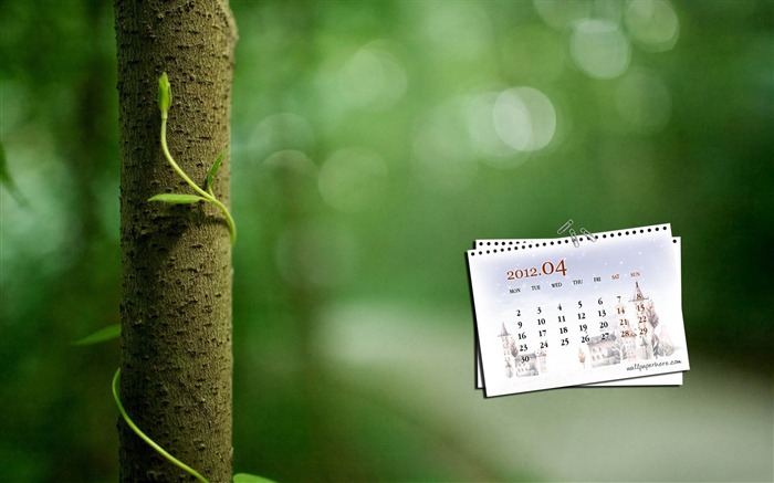 Papel de parede de temas do calendário Tree-April 2012 Visualizações:7134