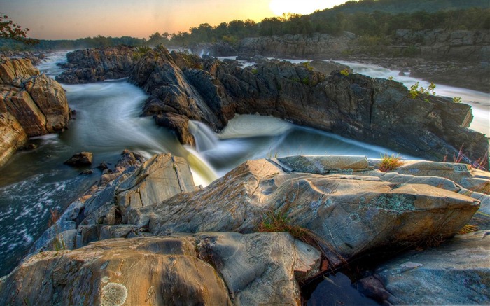 fondos de escritorio de fotografía de paisaje de caídas y rocas-río Vistas:10332