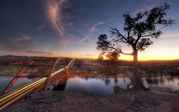 río al atardecer HDR-banco de río fotografía de paisaje Vistas:10297