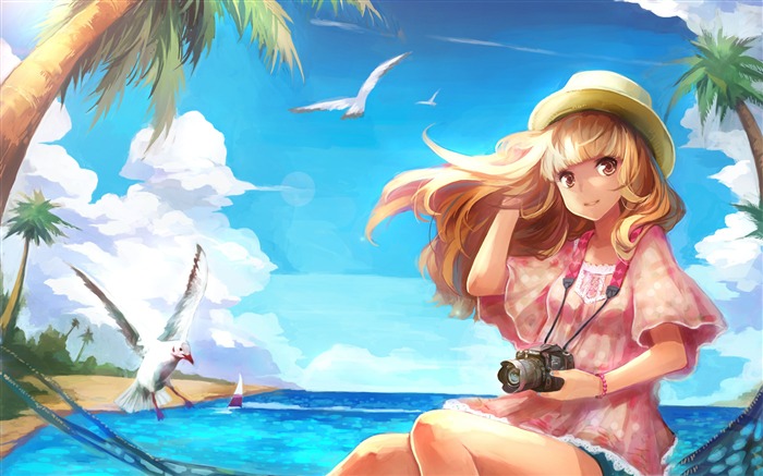 Fondo de escritorio de diseño de personaje de vacaciones de verano-Anime Vistas:16507