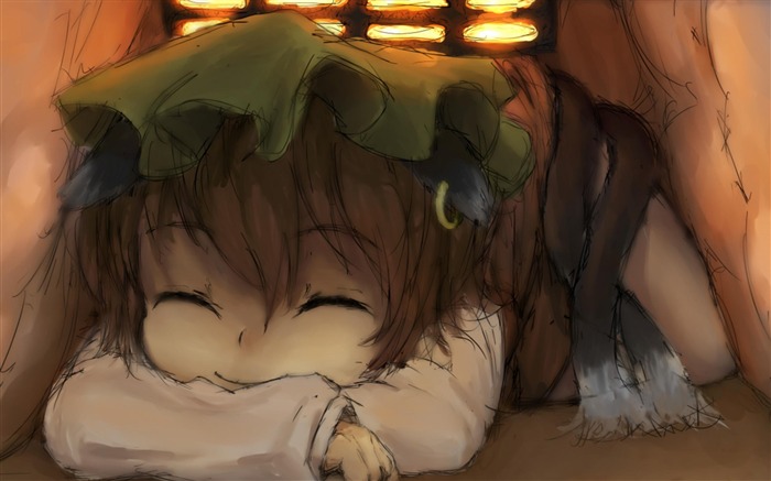 Drawing Sleep Cute girl-Anime personajes fondo de pantalla Vistas:21264