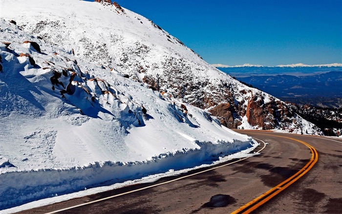 Estrada de montanha de inverno, paisagem linda, paisagem, papéis de parede Visualizações:12307