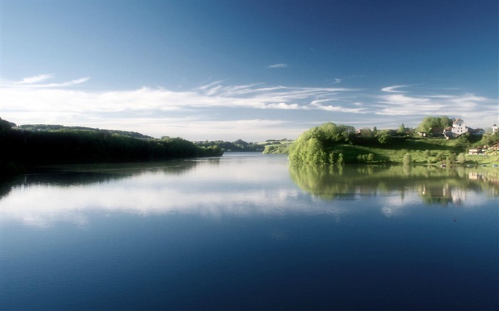 Lake Village Tree-Natural landscape fondo de pantalla HD Vistas:12983