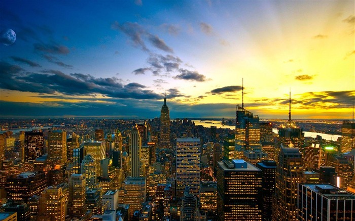 Papéis de Parede da paisagem de New York Sunsetnyc-City Visualizações:20754