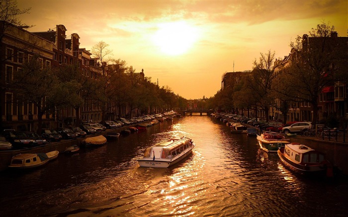 croisière sur le canal d'Amsterdam-fond d'écran paysage Néerlandais Vues:14780