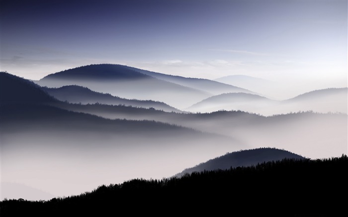 brouillard-Paysage de montagne fonds d'écran Vues:30028