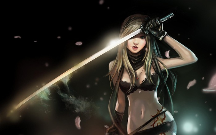 chica con una katana-personajes de dibujos animados fondo de pantalla Vistas:71221