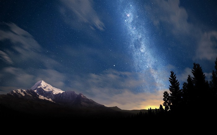 nuit étoilée du ciel-Paysage de montagne fonds d'écran Vues:131531