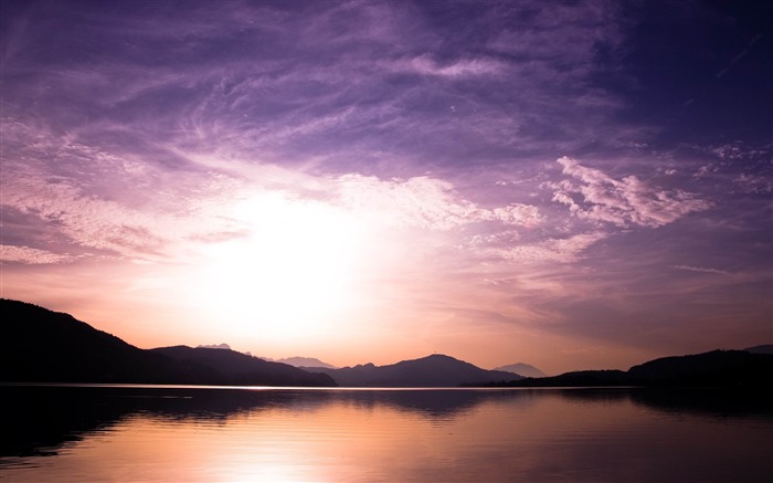 Pôr do sol sobre o lago - Papel de parede da paisagem natural Visualizações:8430