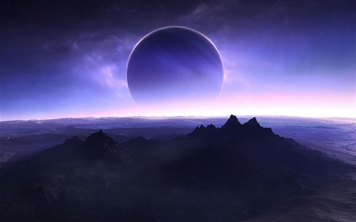 twilight blue moon mountains-HD Space Wallpapers Views:72560 Date:2012/5/8 19:44:31