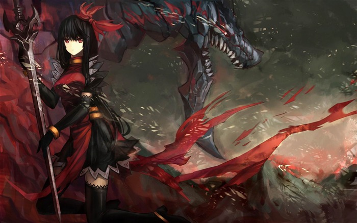 warrior fighting a dragon-Cartoon character design desktop wallpaper Views:15505 Date:2012/5/15 22:46:19