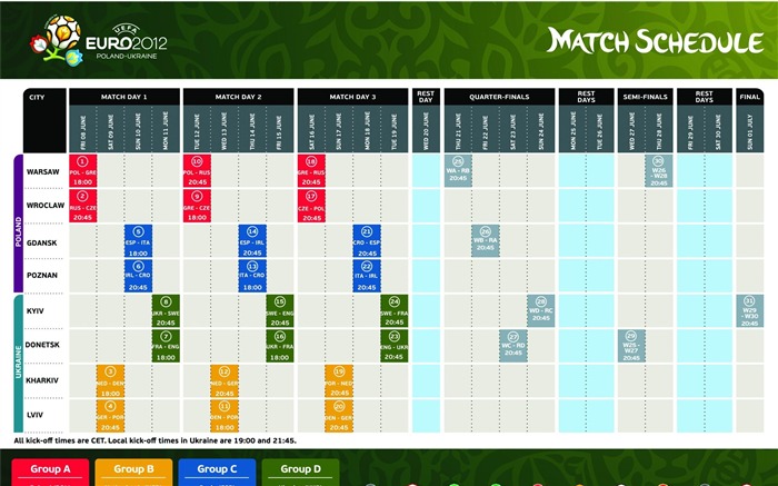 Schedule -Euro 2012 HD desktop wallpaper Views:10468 Date:2012/6/3 13:20:12