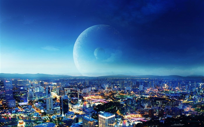 city night fantasy-Dreamy and Fantasy wallpaper Views:23510 Date:2012/6/3 12:26:39