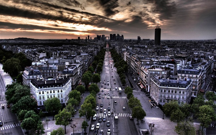 Paris vue aérienne de l'arc de triomphe-Paysage France fond d'écran Vues:21893