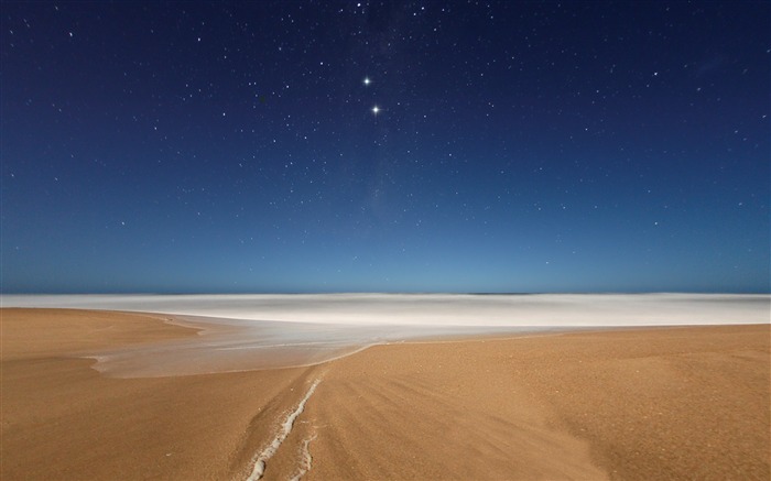 Fondo de pantalla de paisaje de playa y estrellas Vistas:12755