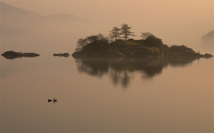 Isla en la niebla-Mac OS fondo de pantalla Vistas:20440