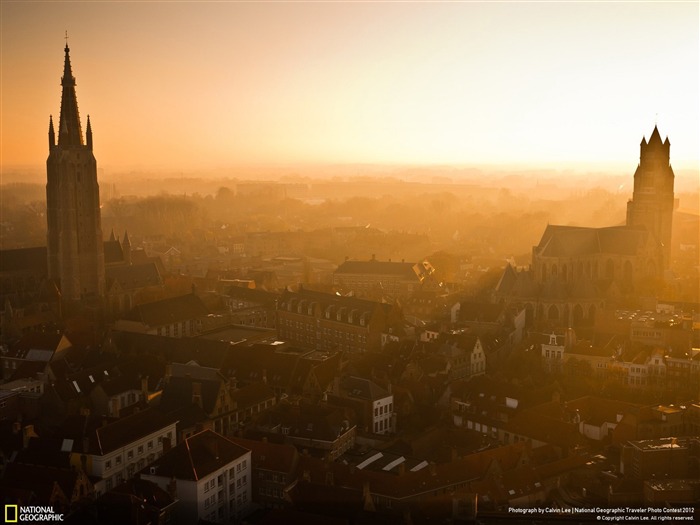 Puesta de sol sobre Bruges-National Geographic fondo de pantalla Vistas:12111