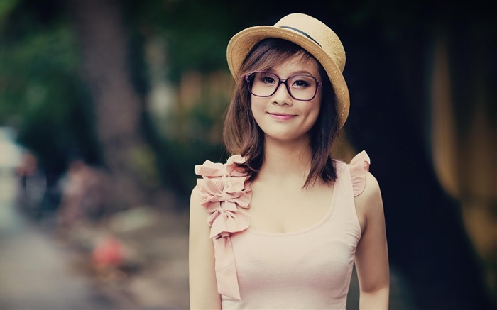 Asian Girl Glasses-Beautiful foto fondo de pantalla Vistas:17108