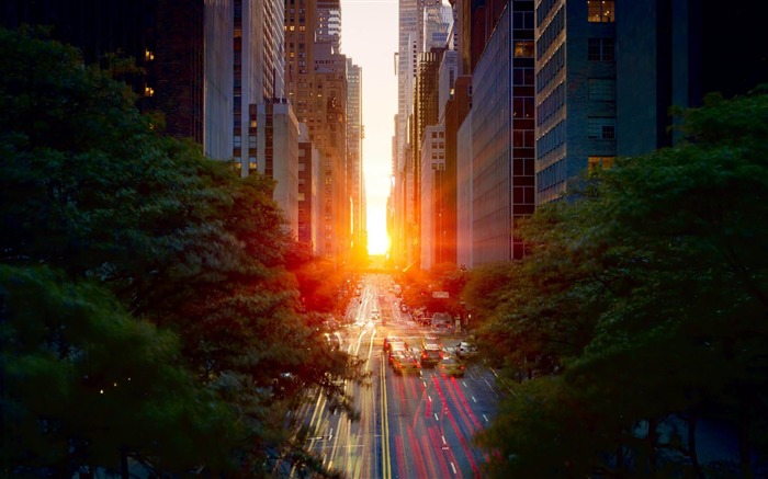 ニューヨークのManhattanhenge-建築風景の壁紙 ブラウズ:18329