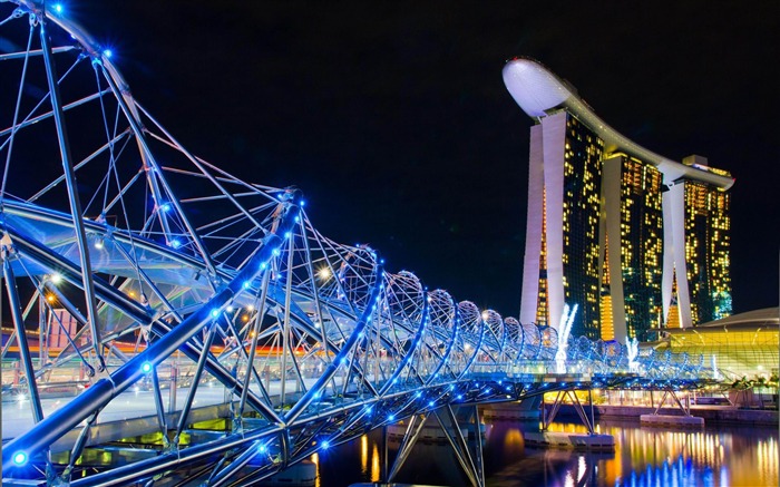 Marina Bay Sands à Singapour Night Lamp-Fond d'écran paysage architectural Vues:33559