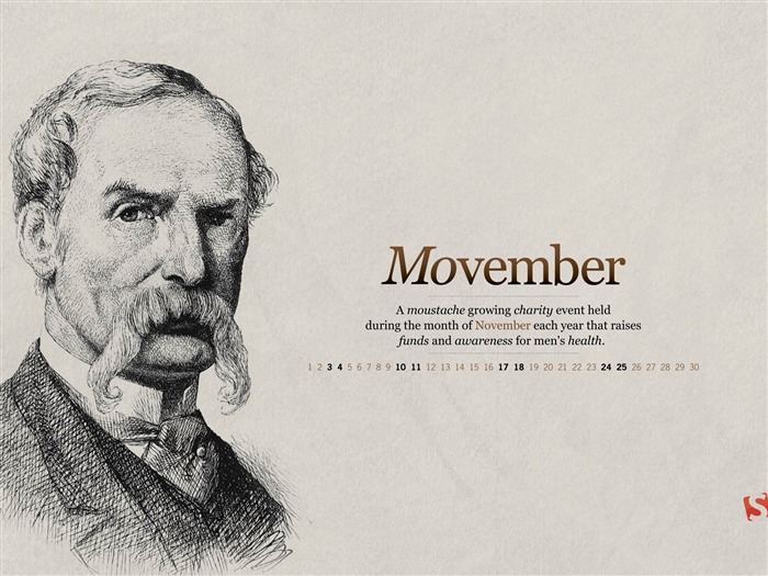 Papel de parede do calendário Mustache Movember-November 2012 Visualizações:10882