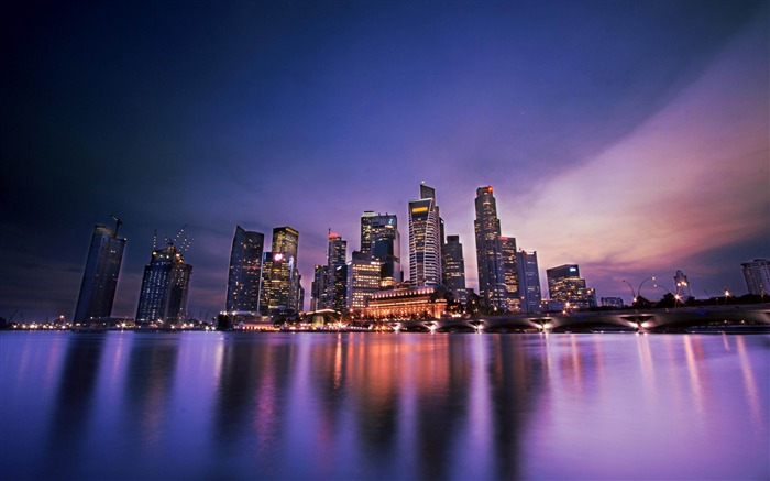 Soirée à Singapour-Villes Fond d'écran architectural Vues:19385