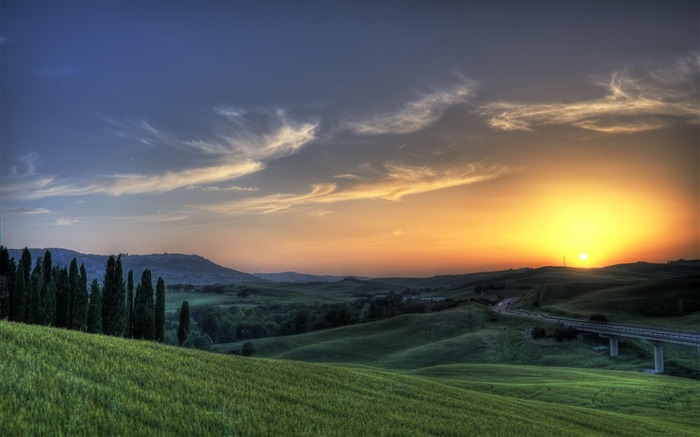 Fondo de pantalla de fotografía del atardecer toscano Vistas:12921