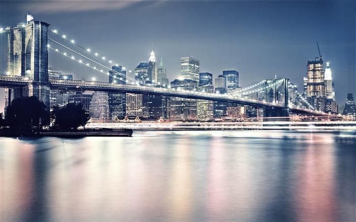 ponte de Brooklyn na noite - papel de parede da paisagem da cidade Visualizações:13915