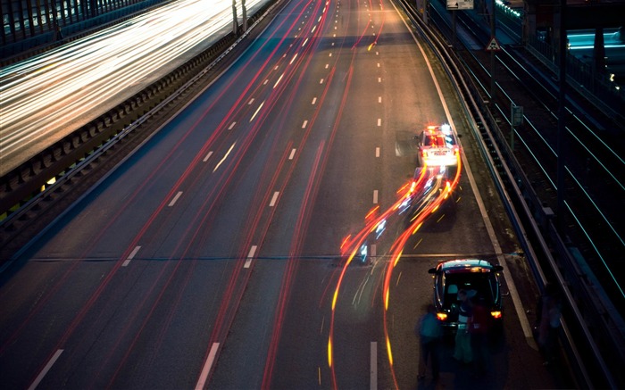 carretera en la noche-paisaje de la ciudad fondo de pantalla Vistas:16663