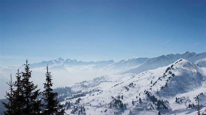 Blanco nieve montañas-paisaje de invierno fondo de pantalla HD Vistas:18242