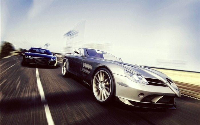 mercedes benz slr vs audi r8-2012 luxury car HD wallpaper Views:14928 Date:2012/11/10 1:36:15