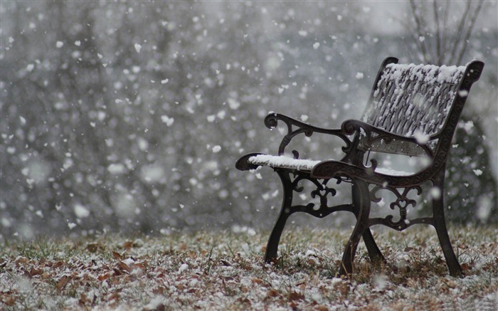 白雪皑皑板凳-冬季雪景桌面壁纸 浏览:39048