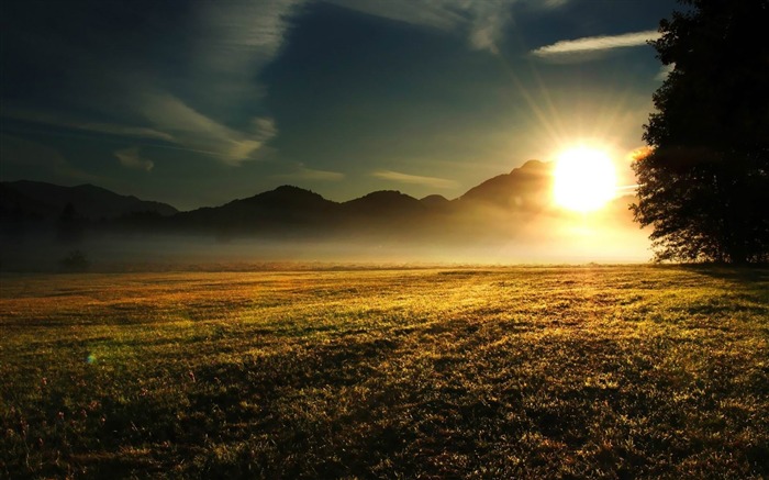 lever de soleil sur les montagnes-paysage naturel de fonds d'écran Vues:15727