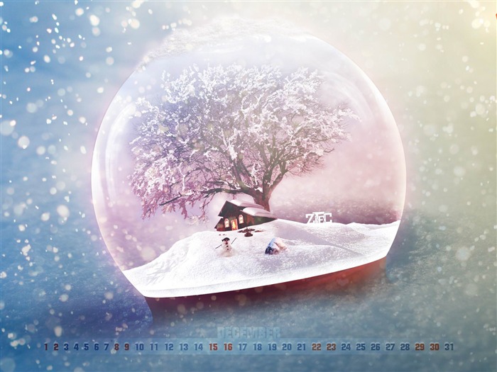 Frosted Globe-December 2012 calendario de fondo de pantalla Vistas:10576