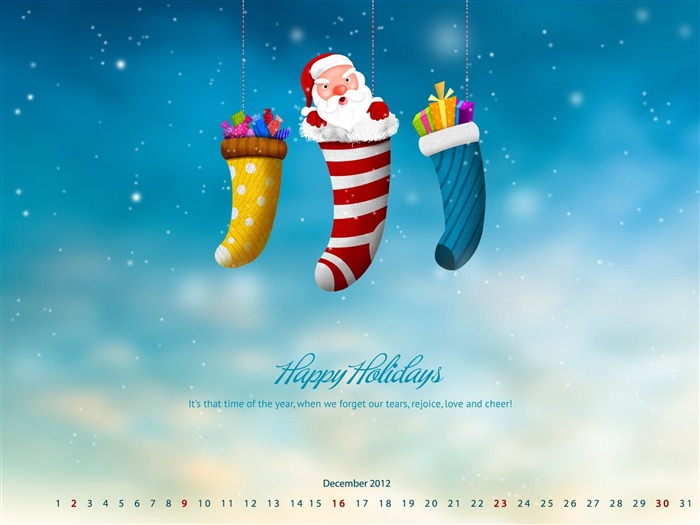 Happy Holidays-Diciembre 2012 calendario fondo de pantalla Vistas:14220