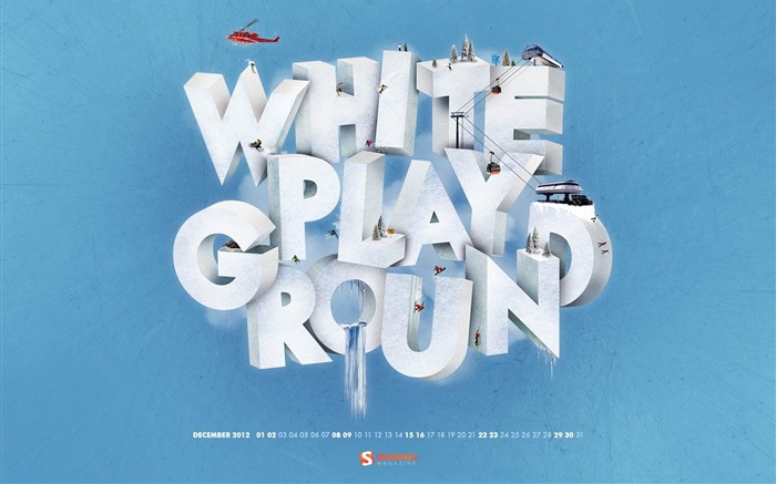 Happy White Playground-Diciembre 2012 calendario de fondo de pantalla Vistas:5810