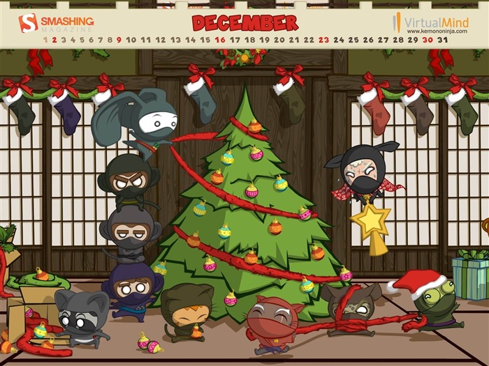 Kemono Ninja-diciembre 2012 calendario fondo de pantalla Vistas:9169