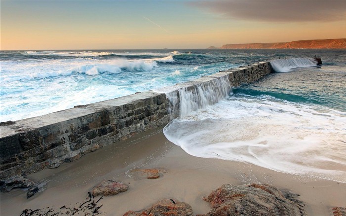 Fondo de pantalla panorámica de belleza natural del dique del mar Vistas:11487