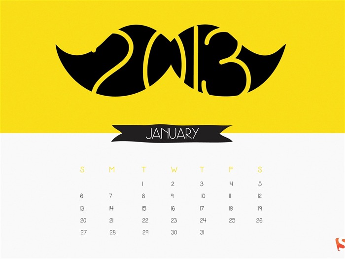 Moustache 2013-enero 2013 calendario escritorio temas fondos de pantalla Vistas:11080