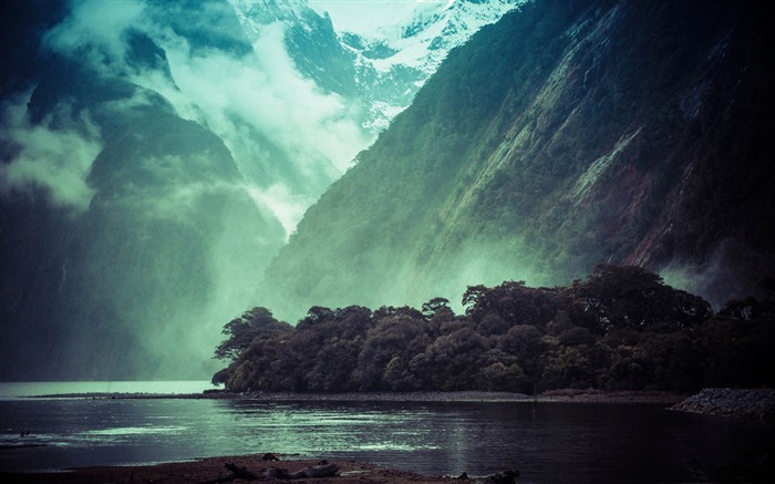 increíble montaña lago-Nueva Zelanda paisaje fondo de pantalla Vistas:19374