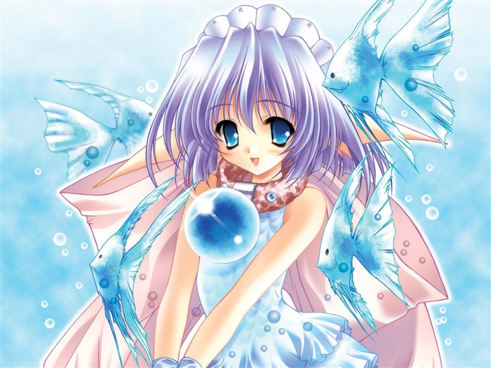 anime girl with fishes-Cute cartoon characters wallpaper Views:16224 Date:2013/1/24 13:13:51