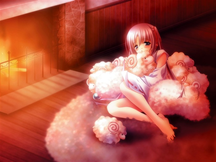 anime girl with little sheeps-Cute cartoon characters wallpaper Views:17111 Date:2013/1/24 13:14:35