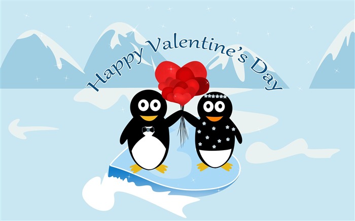 Antarctic penguins-2013 romantic Valentines Day wallpaper Views:9601 Date:2013/2/11 13:22:33