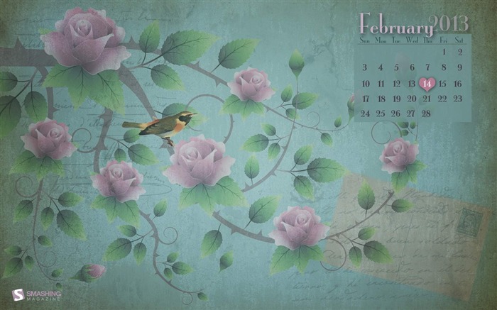 February Flowers-February 2013 calendar desktop themes wallpaper Views:8815 Date:2013/2/1 9:38:30